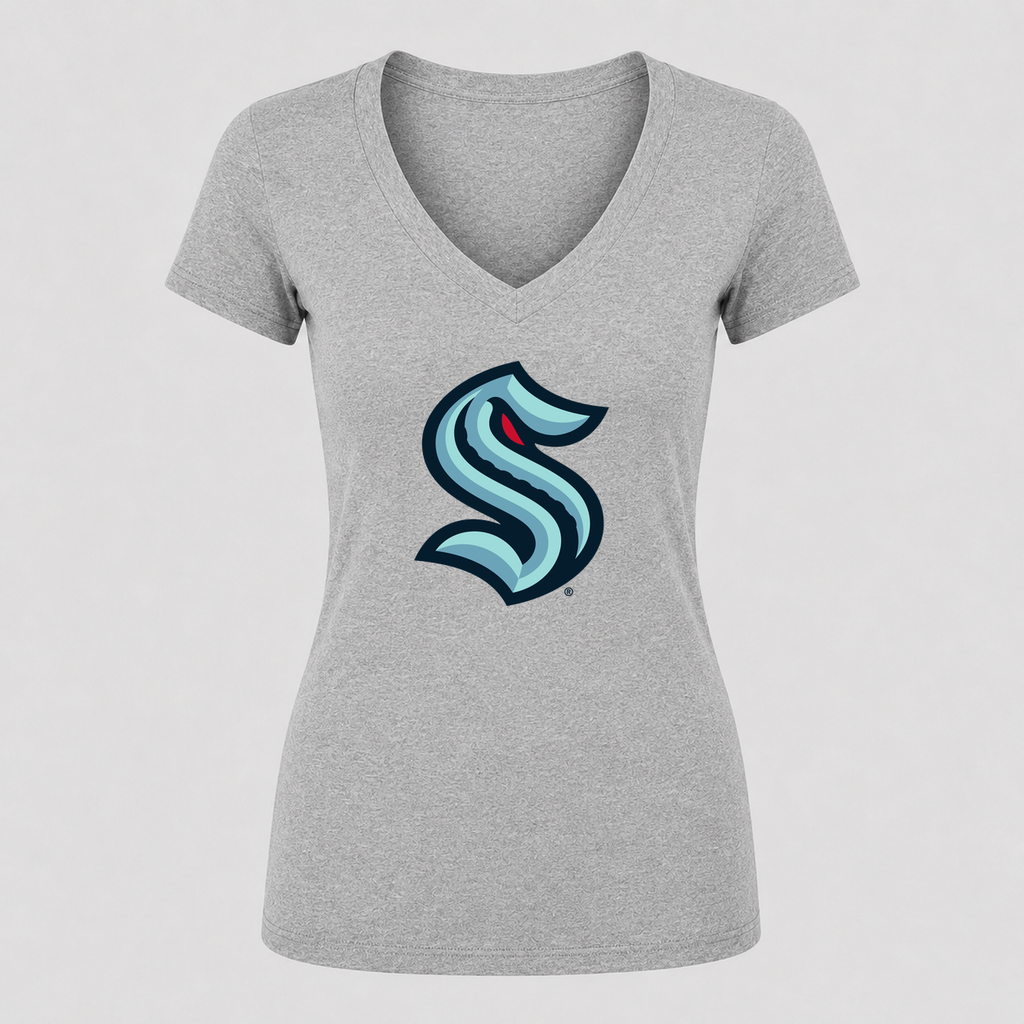 Women's Seattle Kraken V Neck T-Shirt in gray