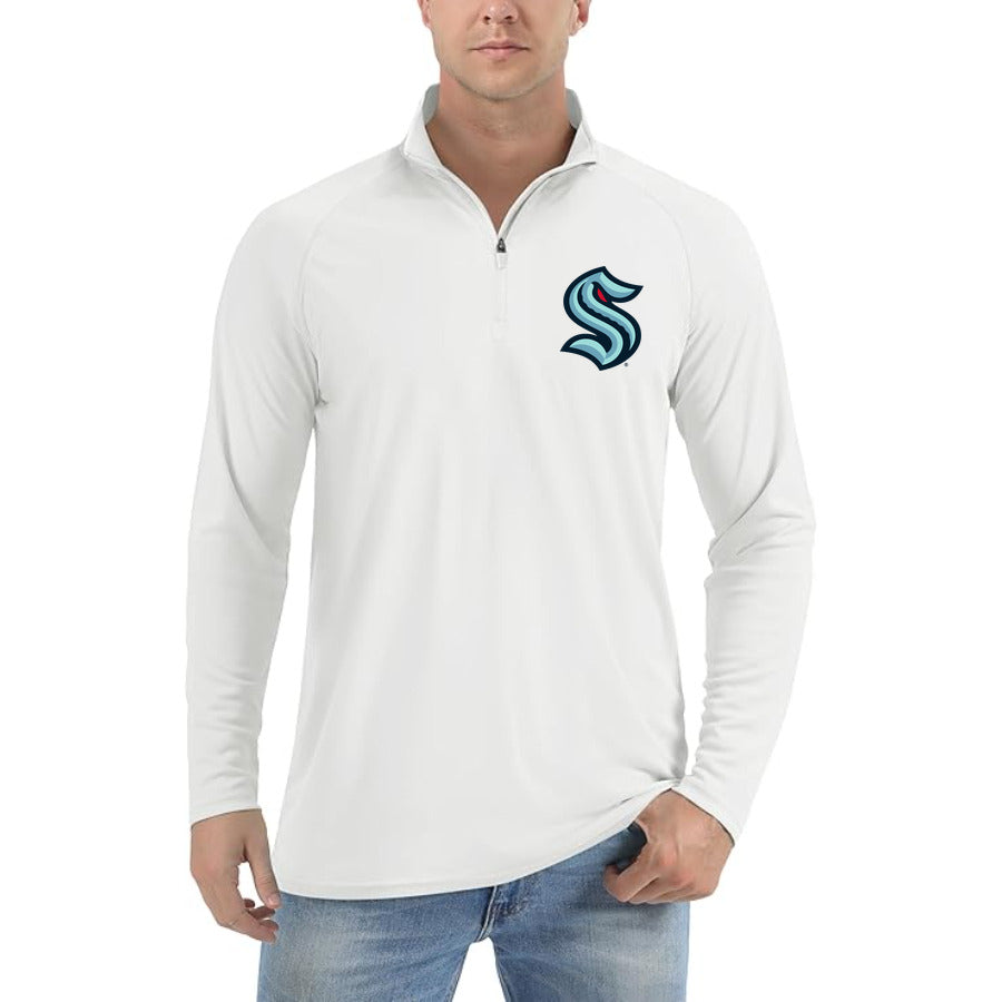 Seattle Kraken quarter-zip athletic shirt in White