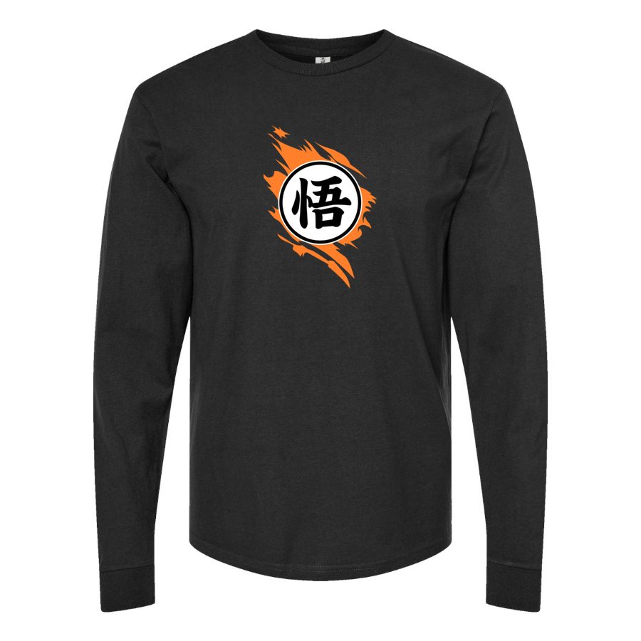 Men's Dragon Ball Z Logo Long sleeves Cotton Blend T-Shirt - Black