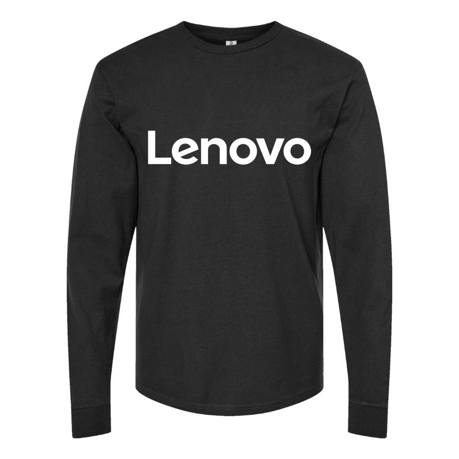Men's Lenovo White Long sleeves Cotton Blend T-Shirt - Black