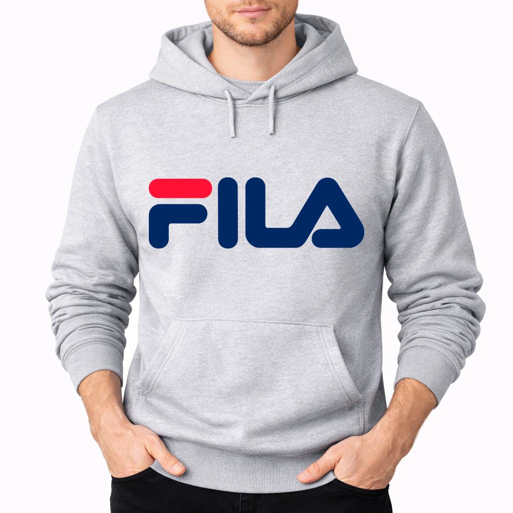 Men's Fila Pullover Hoodie - Gray