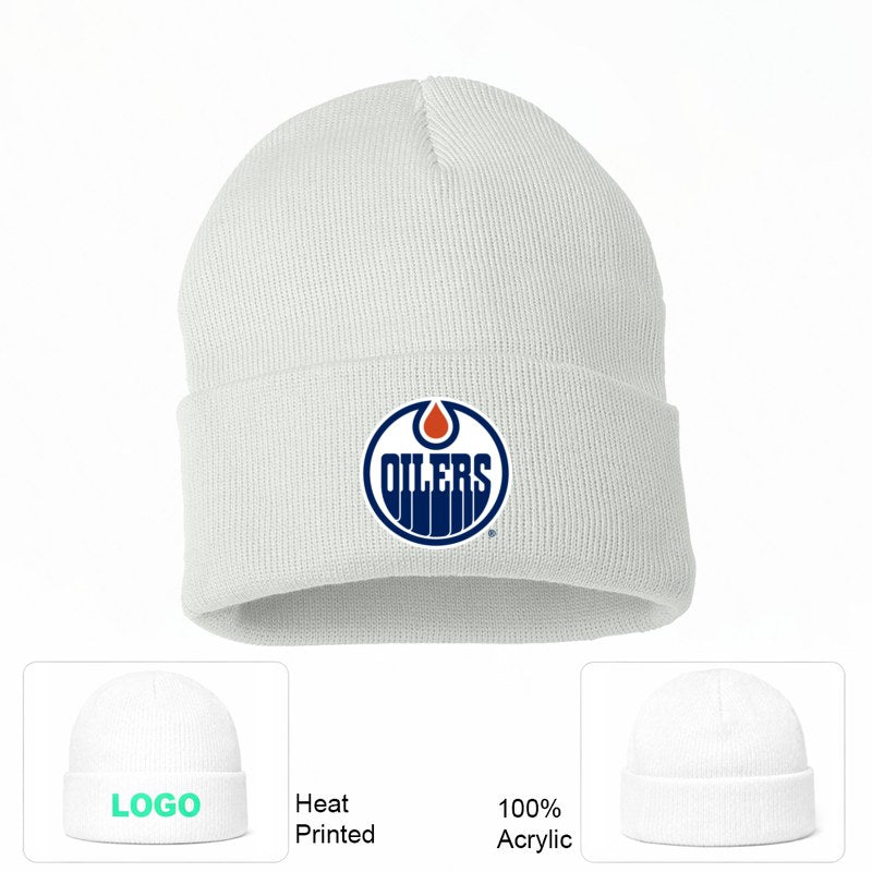 Edmonton Oilers White Beanie Hat