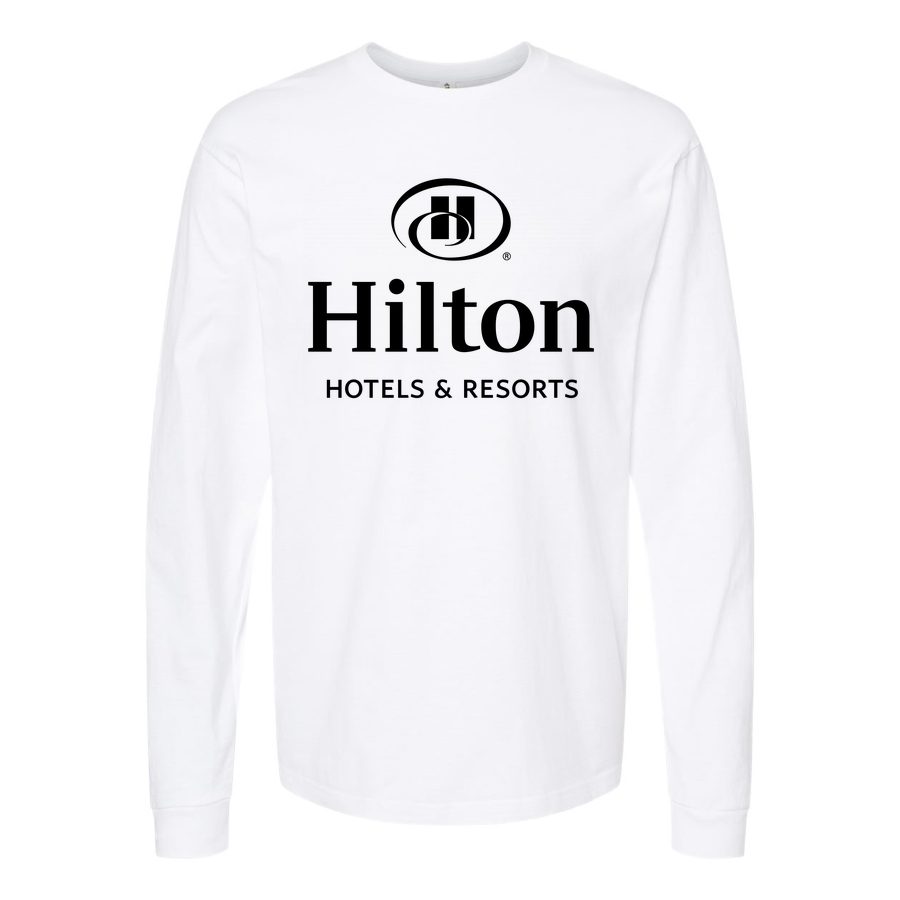 Men's Hilton-logo-1024x806 Long sleeves Cotton Blend T-Shirt - White