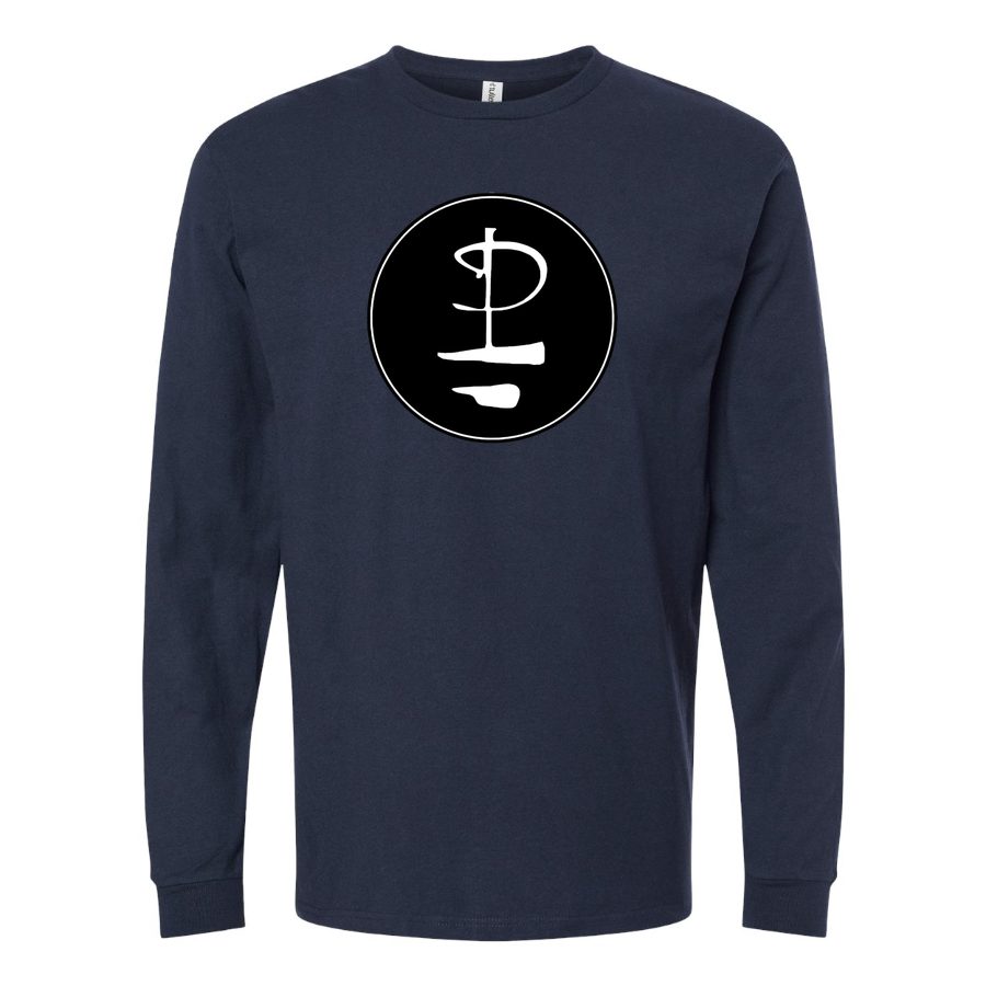 Men's Pink-Floyd-Logo-768x432 Long sleeves Cotton Blend T-Shirt - Navy