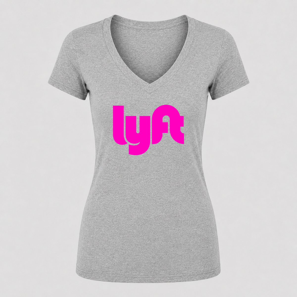 Women's Lyft Pink Design V Neck T-Shirt in gray