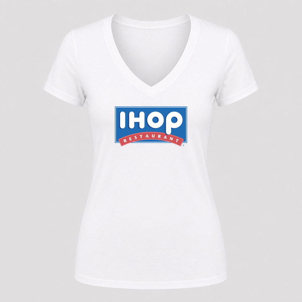 Women's IHOP V Neck T-Shirt in white