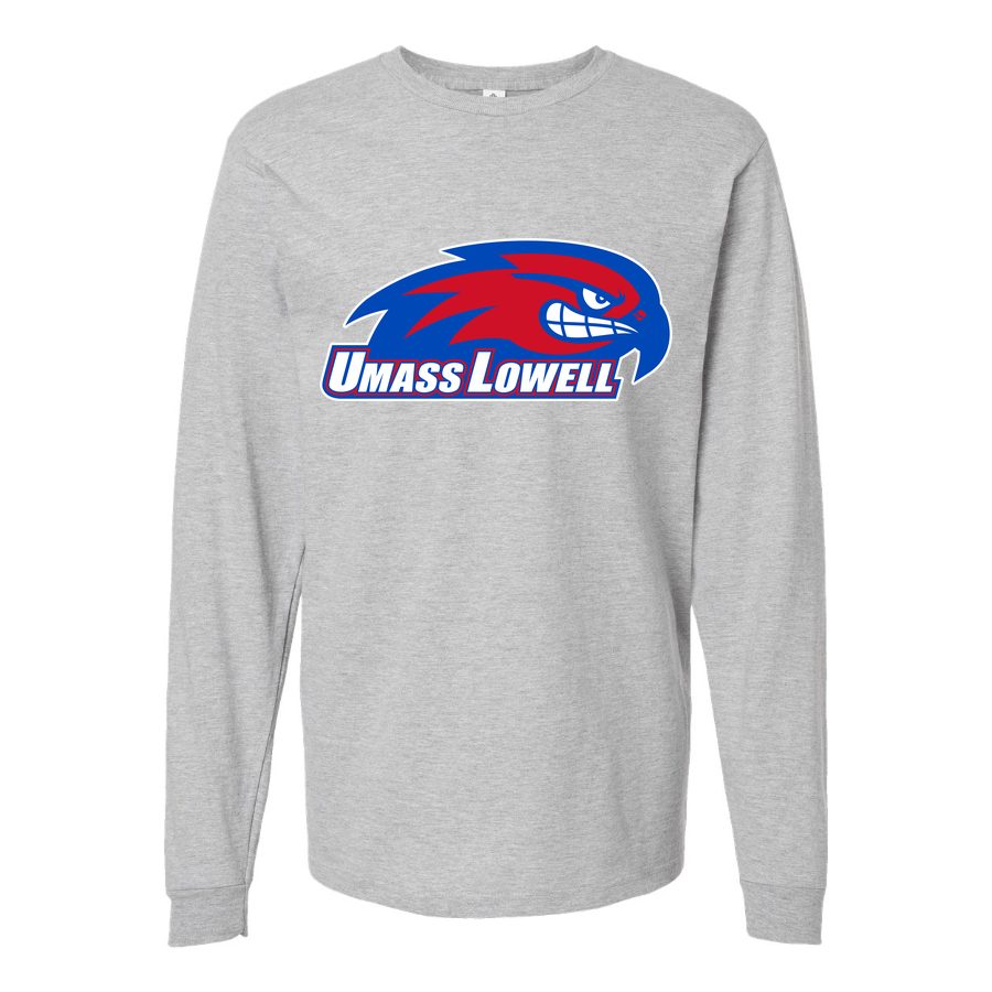 Men's UMass Lowell River Hawks Logo Long sleeves Cotton Blend T-Shirt - Gray