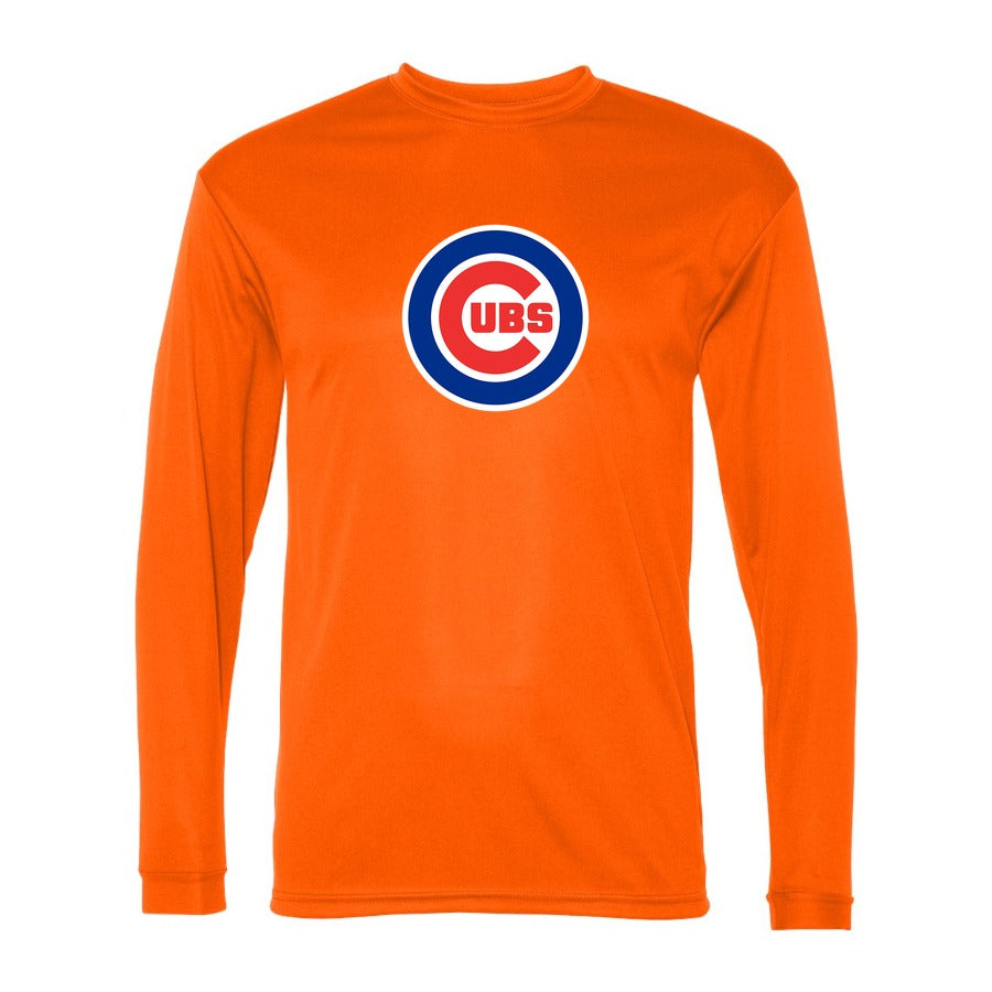 Men's Chicago Cubs Polyester Long Sleeve T-Shirt - Orange