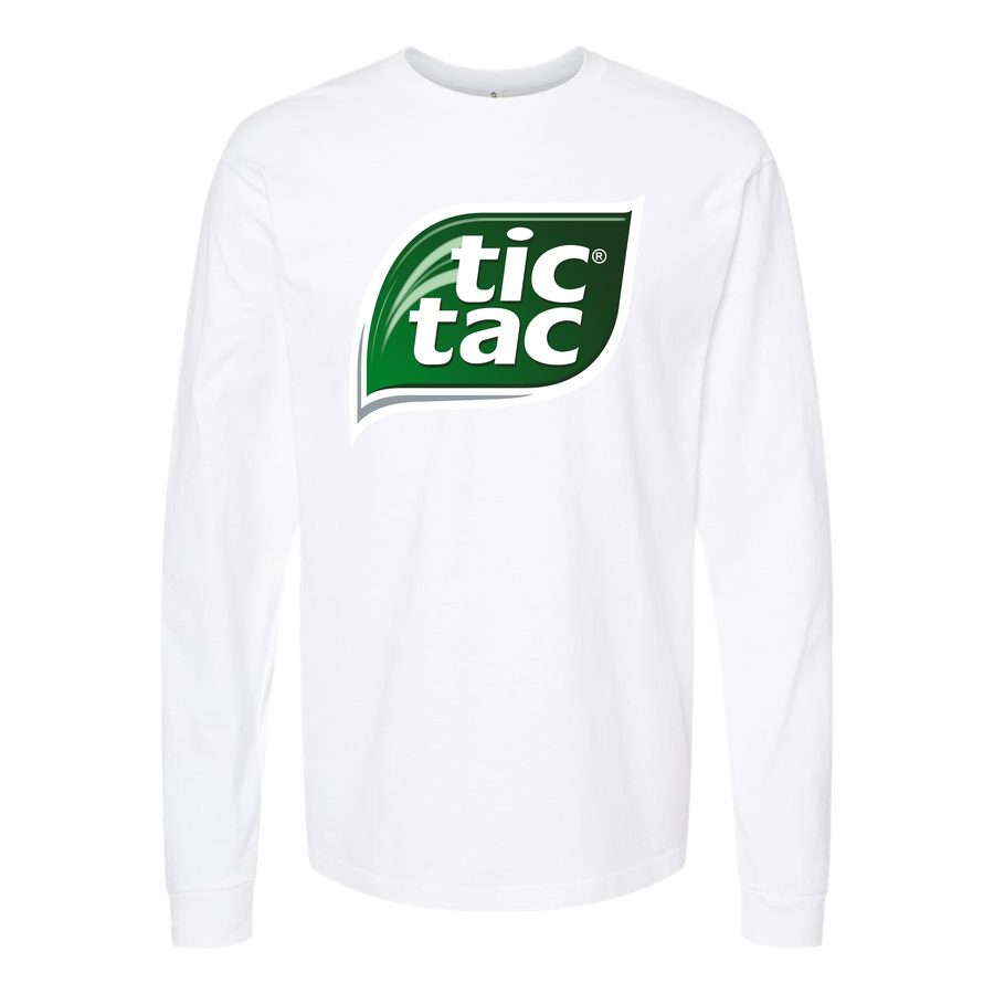 Men's Tic Tac logo PNG1 Long sleeves Cotton Blend T-Shirt - White