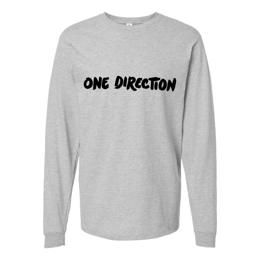 Men's One Direction Long sleeves Cotton Blend T-Shirt - Gray