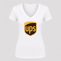 Women's UPS V Neck T-Shirt in white
