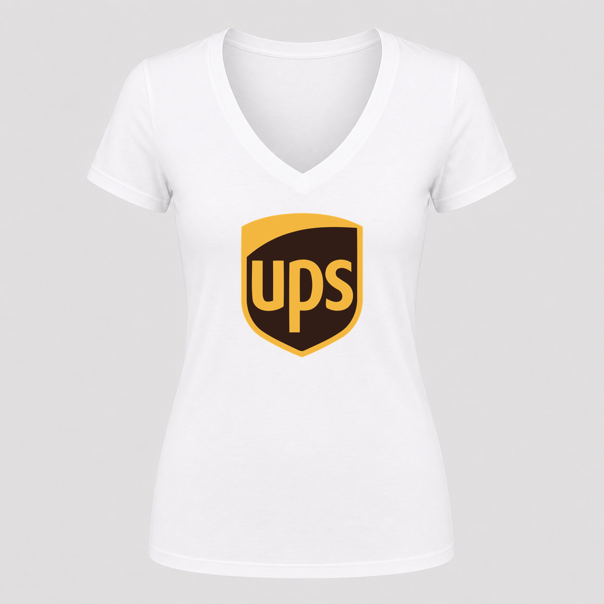 Women's UPS V Neck T-Shirt in white
