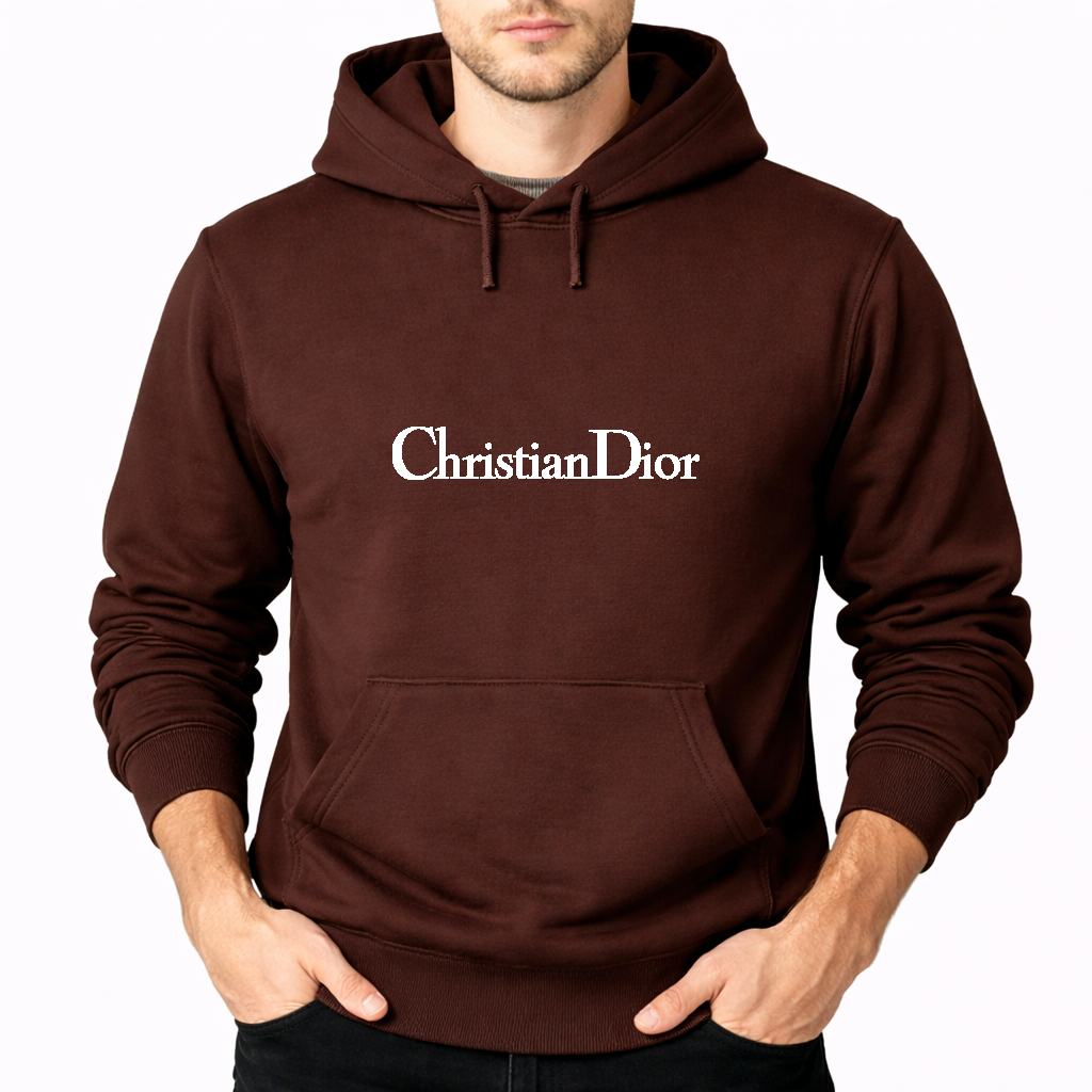 Men's Dior White Pullover Hoodie - Brown