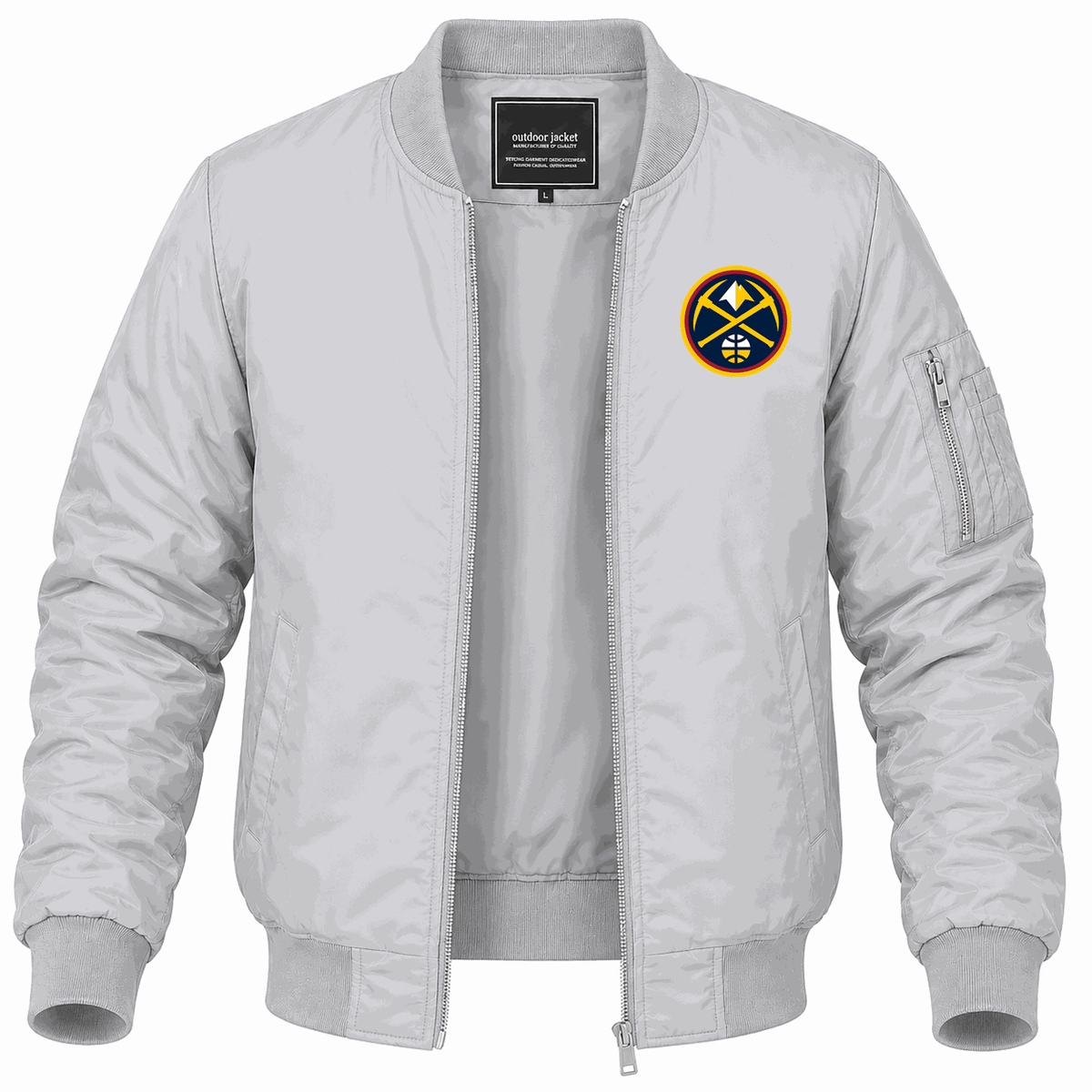Men's Denver Nuggets Lightweight Bomber Jacket - Gray