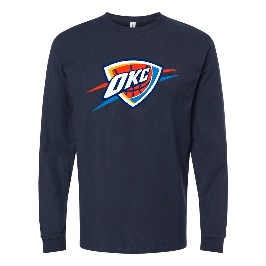 Men's Oklahoma City Thunder Long sleeves Cotton Blend T-Shirt - Navy