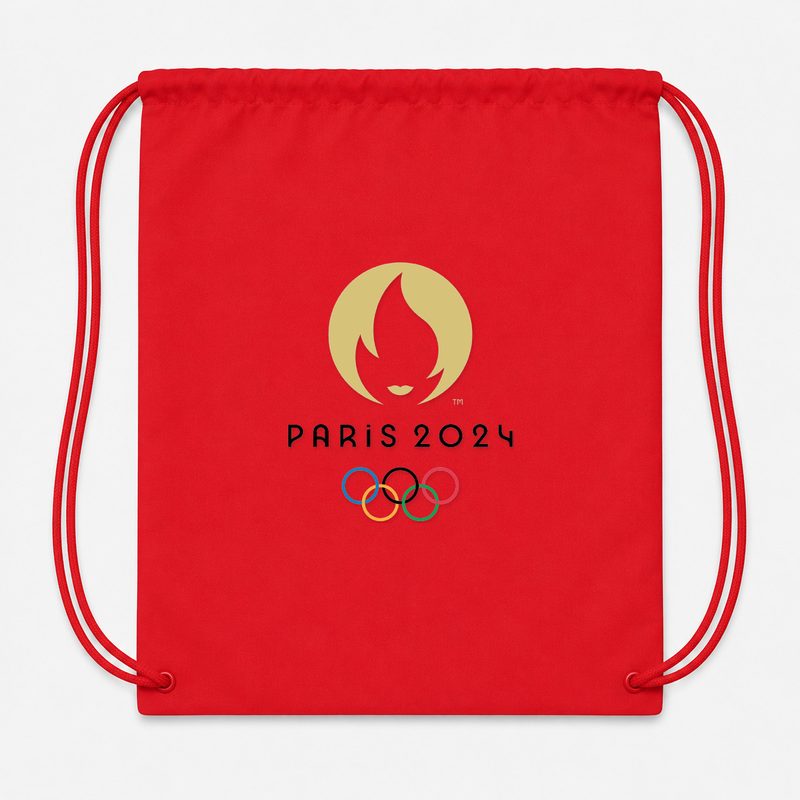 Olympics 2024 Paris Black Drawstring Bag - Red