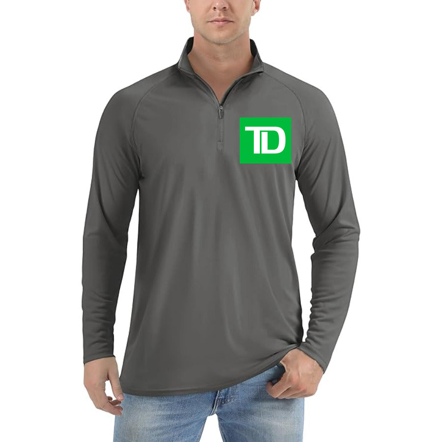 TD Bank logo quarter-zip athletic shirt in Dark Gray