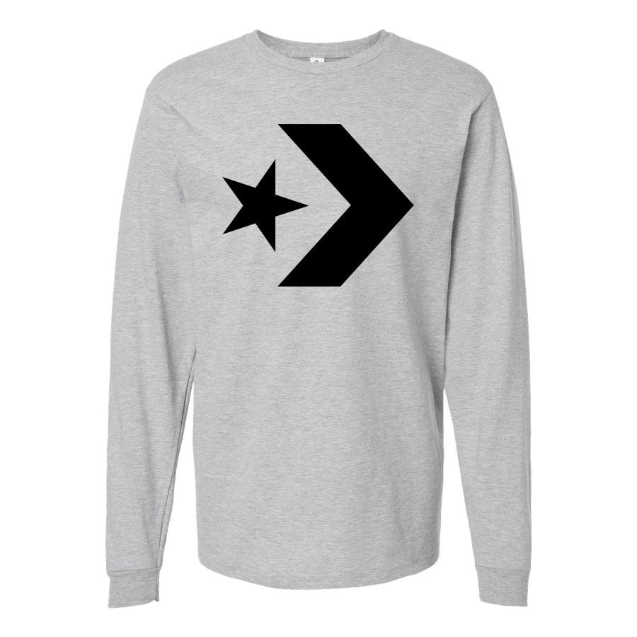 Men's Converse-logo-1536x864 Long sleeves Cotton Blend T-Shirt - Gray