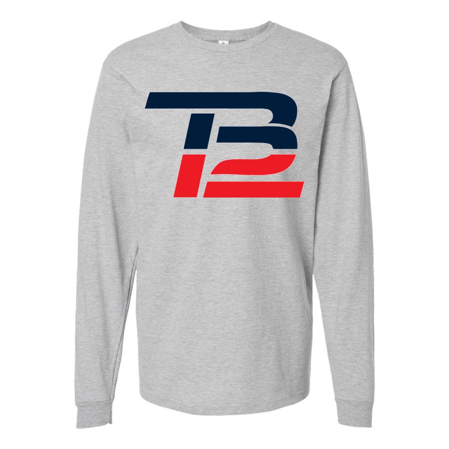 Men's Tom Brady 12 Long sleeves Cotton Blend T-Shirt - Gray