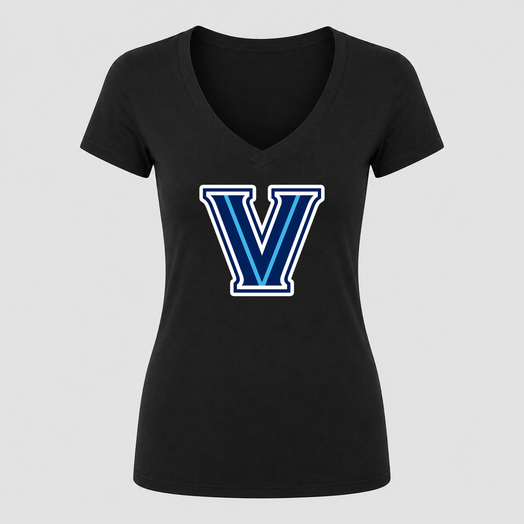 Women's Villanova Wildcats V Neck T-Shirt in black