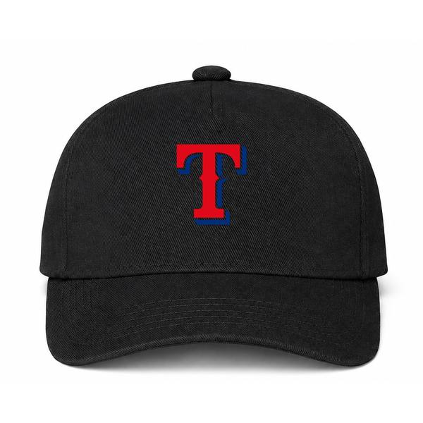 Texas Rangers MLB Logo Black Dad Baseball Cap Hat