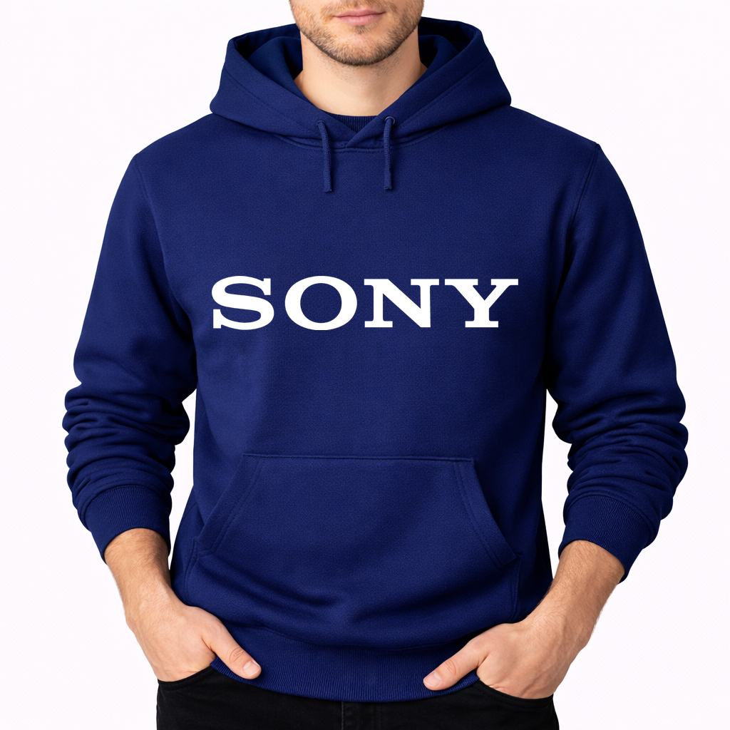 Men's Sony White Pullover Hoodie - Navy