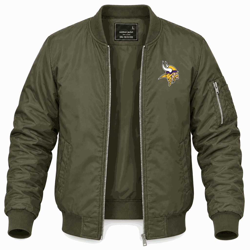 Men's Minnesota Vikings Lightweight Bomber Jacket - Army Green