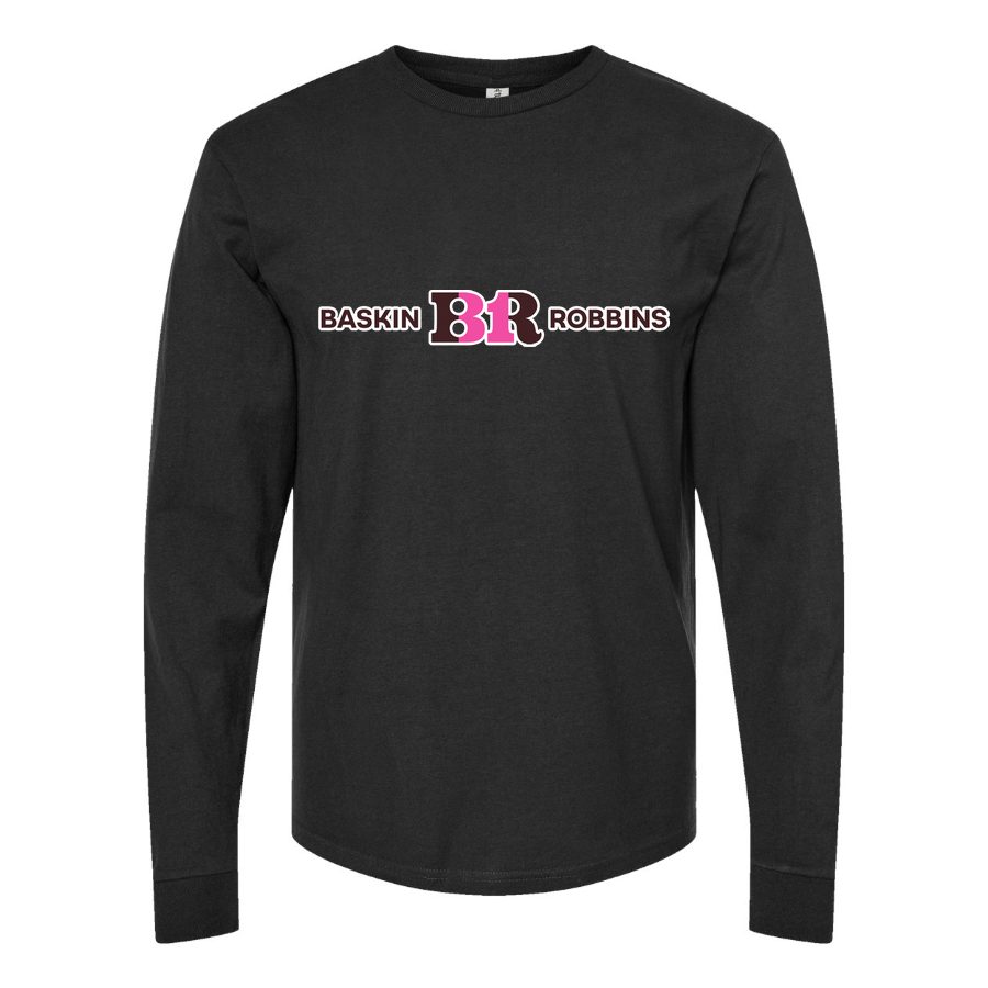 Men's Baskin-Rоbbins-Logo-1536x864 Long sleeves Cotton Blend T-Shirt - Black