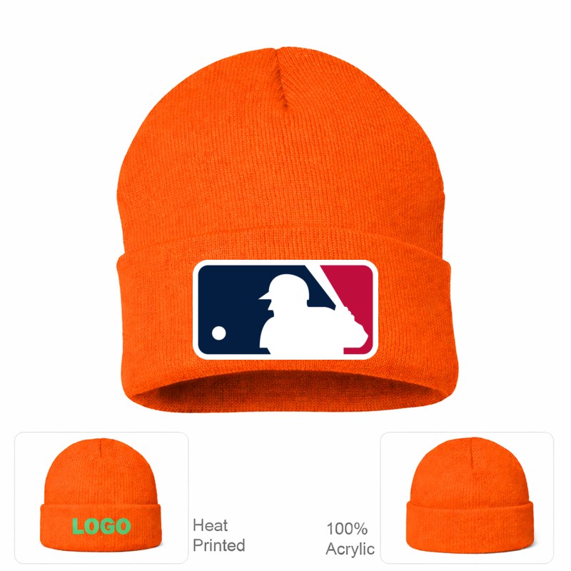 Major League Baseball Logo Orange Beanie Hat