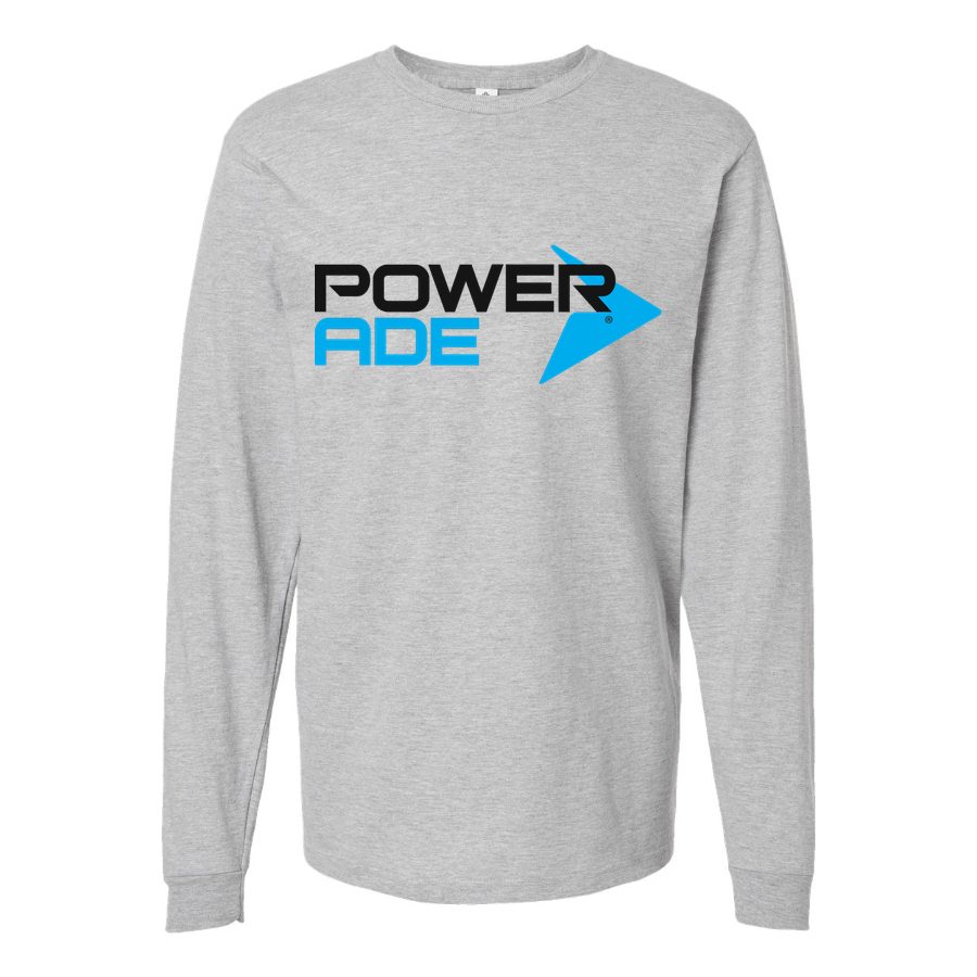 Men's Powerade logo Long sleeves Cotton Blend T-Shirt - Gray