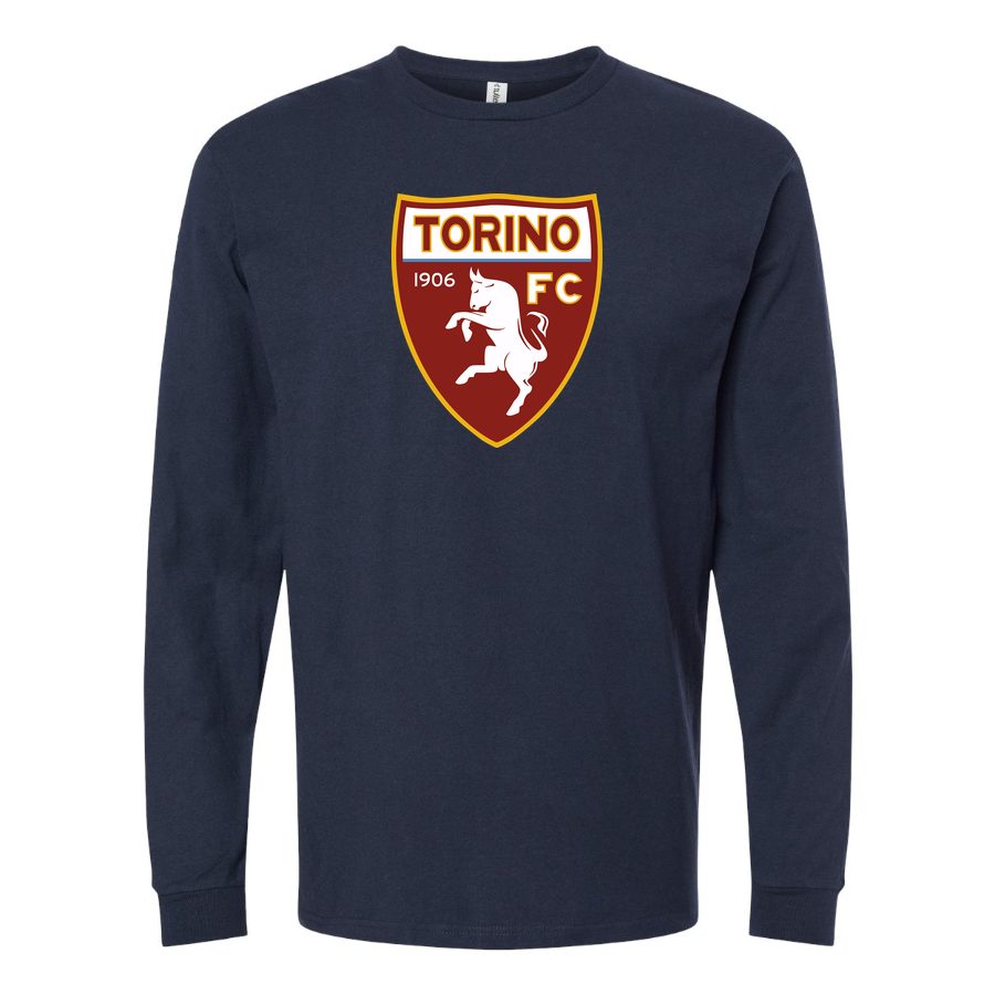 Men's Torino Soccer Logo Long sleeves Cotton Blend T-Shirt - Navy