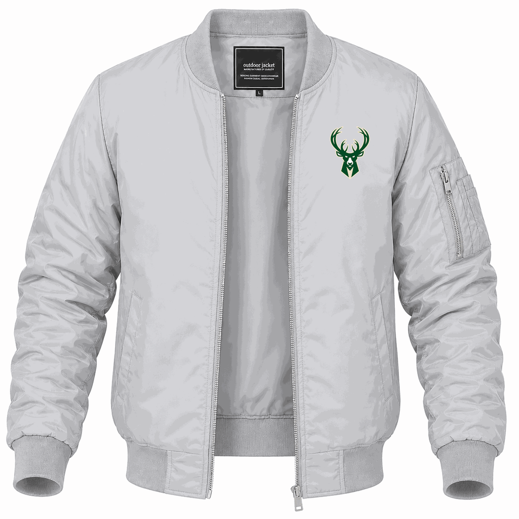Men's Milwaukee Bucks Lightweight Bomber Jacket - Gray