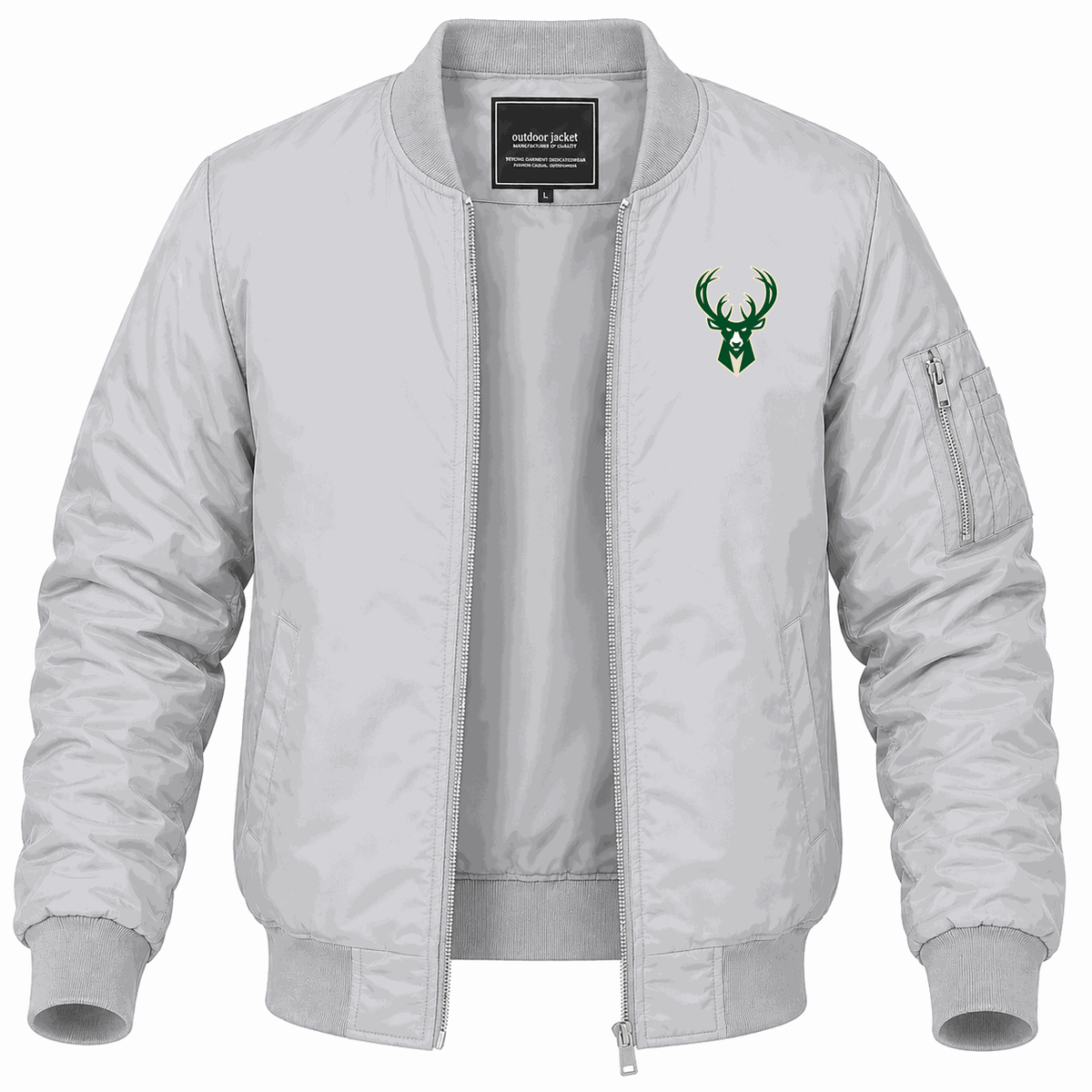 Men's Milwaukee Bucks Lightweight Bomber Jacket - Gray