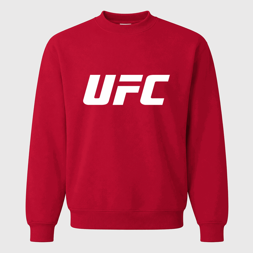 Men's UFC White Logo Crewneck Sweatshirt - Red