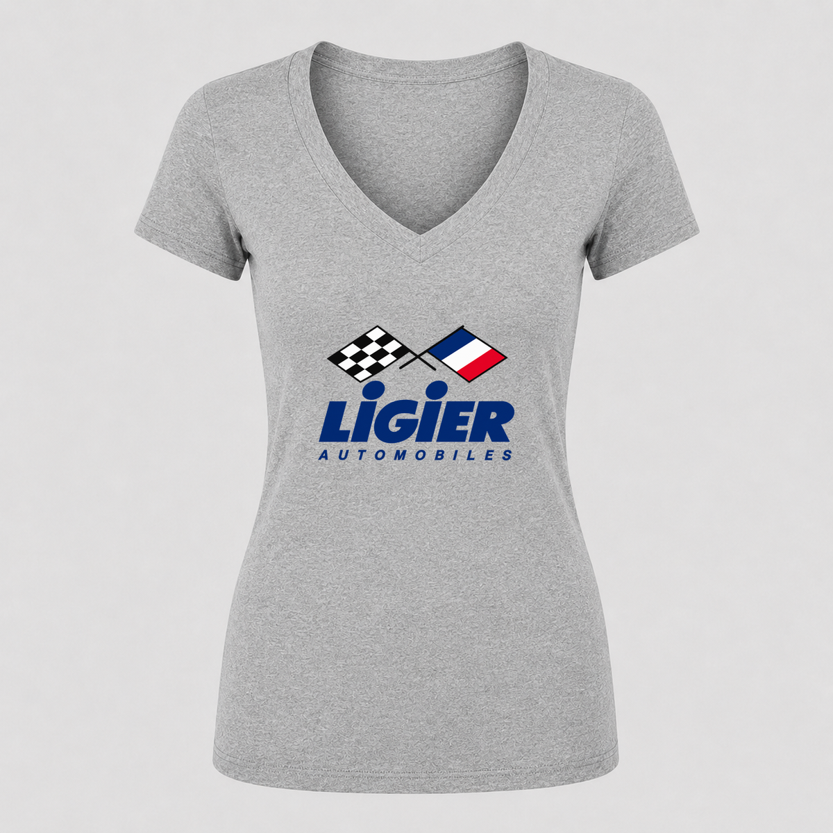 Women's Ligier Automobiles V Neck T-Shirt in gray