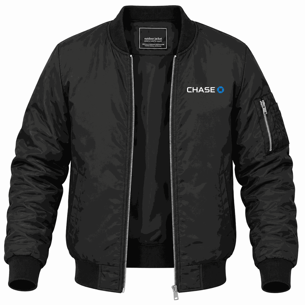 Men's Chase White Lightweight Bomber Jacket - Black