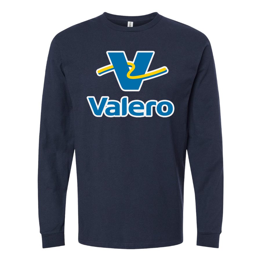 Men's Valero Gas Station Logo Long sleeves Cotton Blend T-Shirt - Navy