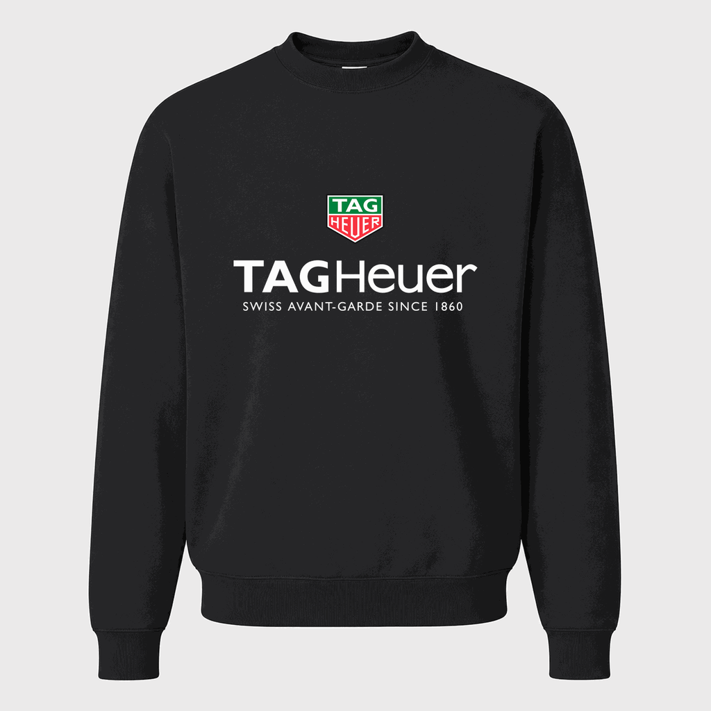Men's TAG Heuer White Logo Crewneck Sweatshirt - Black