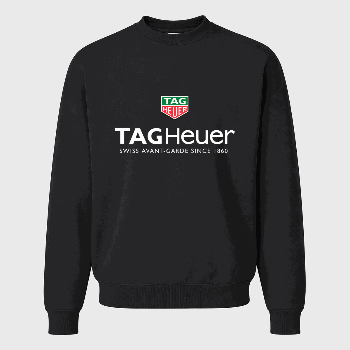 Men's TAG Heuer White Logo Crewneck Sweatshirt - Black