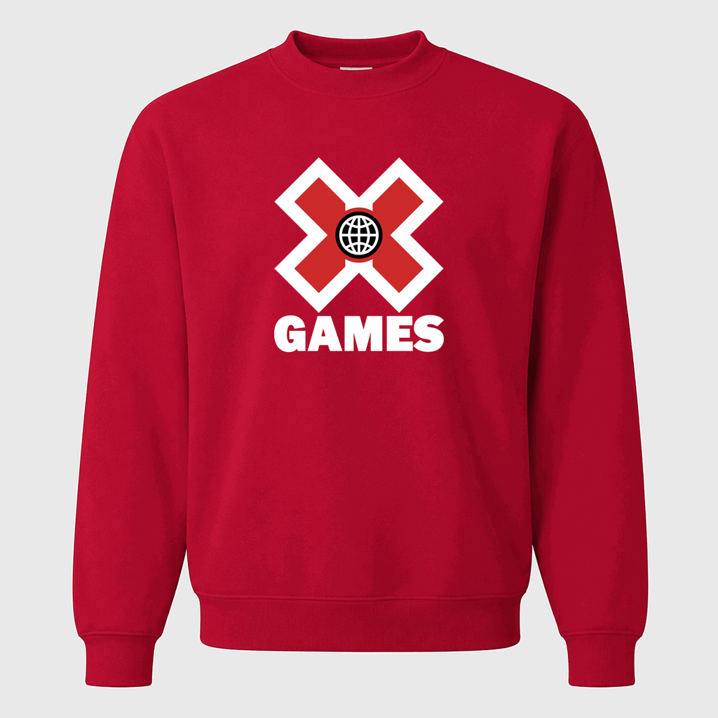 Men's X Games White Logo Crewneck Sweatshirt - Red