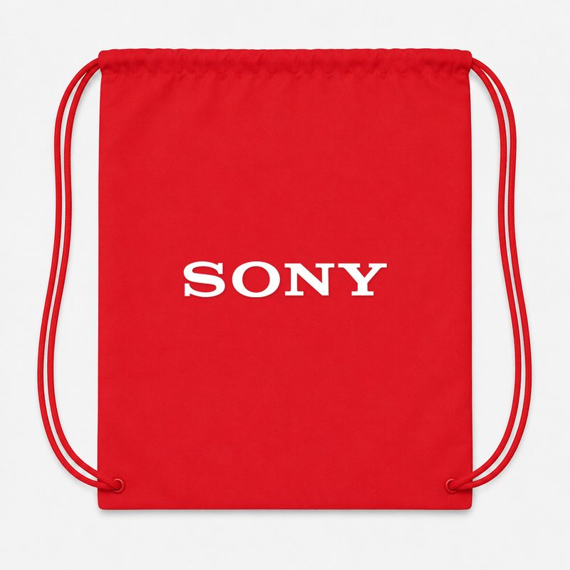 Sony White Drawstring Bag - Red