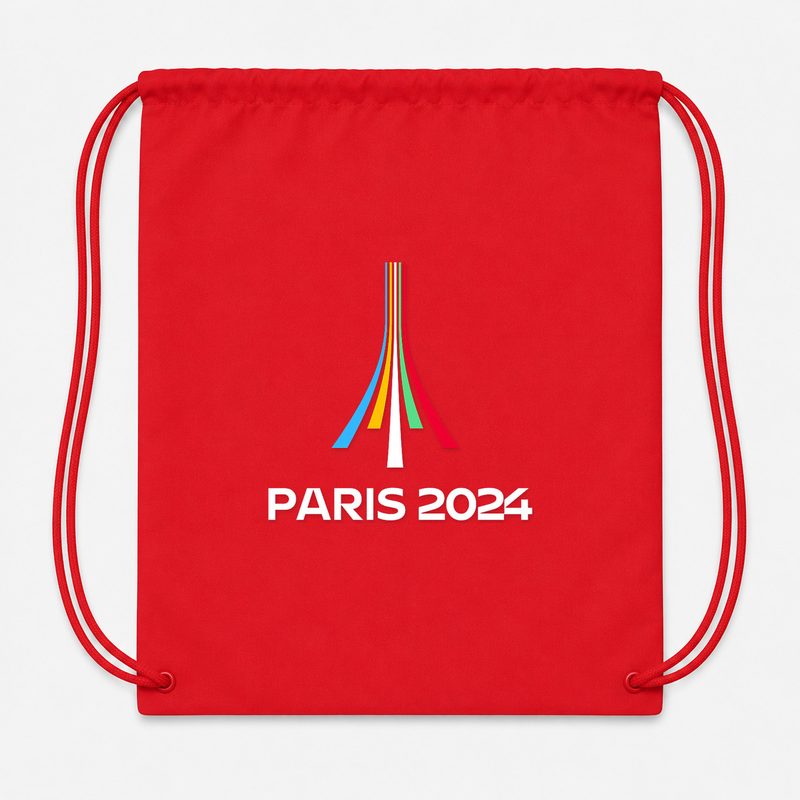 Paris 2024 Olympics White Drawstring Bag - Red