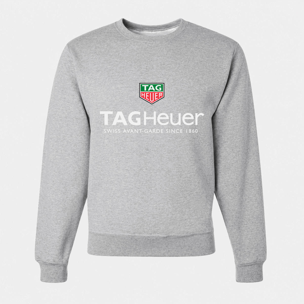Men's TAG Heuer White Logo Crewneck Sweatshirt - Gray