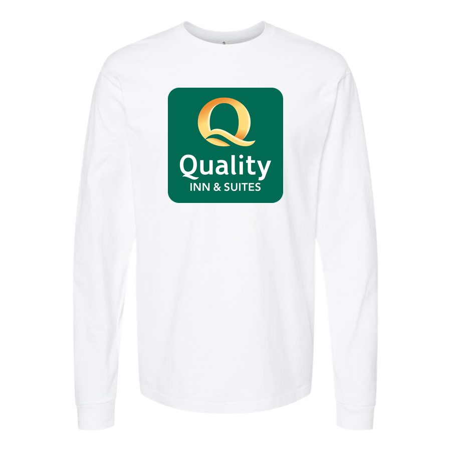 Men's Quality Inn & Suites Long sleeves Cotton Blend T-Shirt - White
