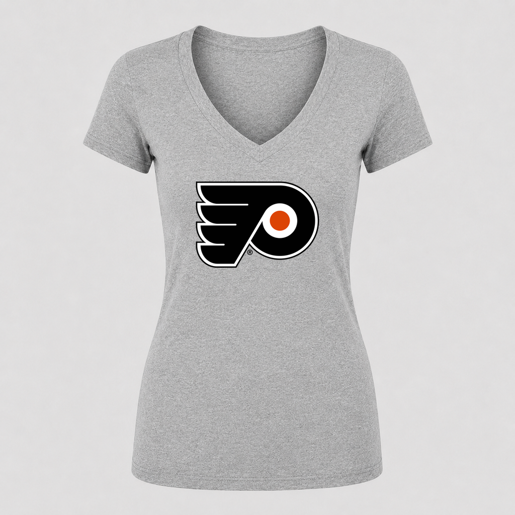 Women's Philadelphia Flyers V Neck T-Shirt in gray