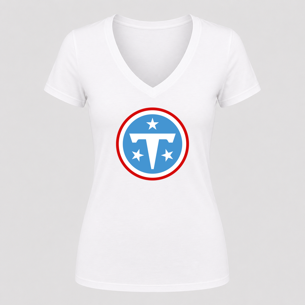 Women's Tennessee Titans V Neck T-Shirt in white