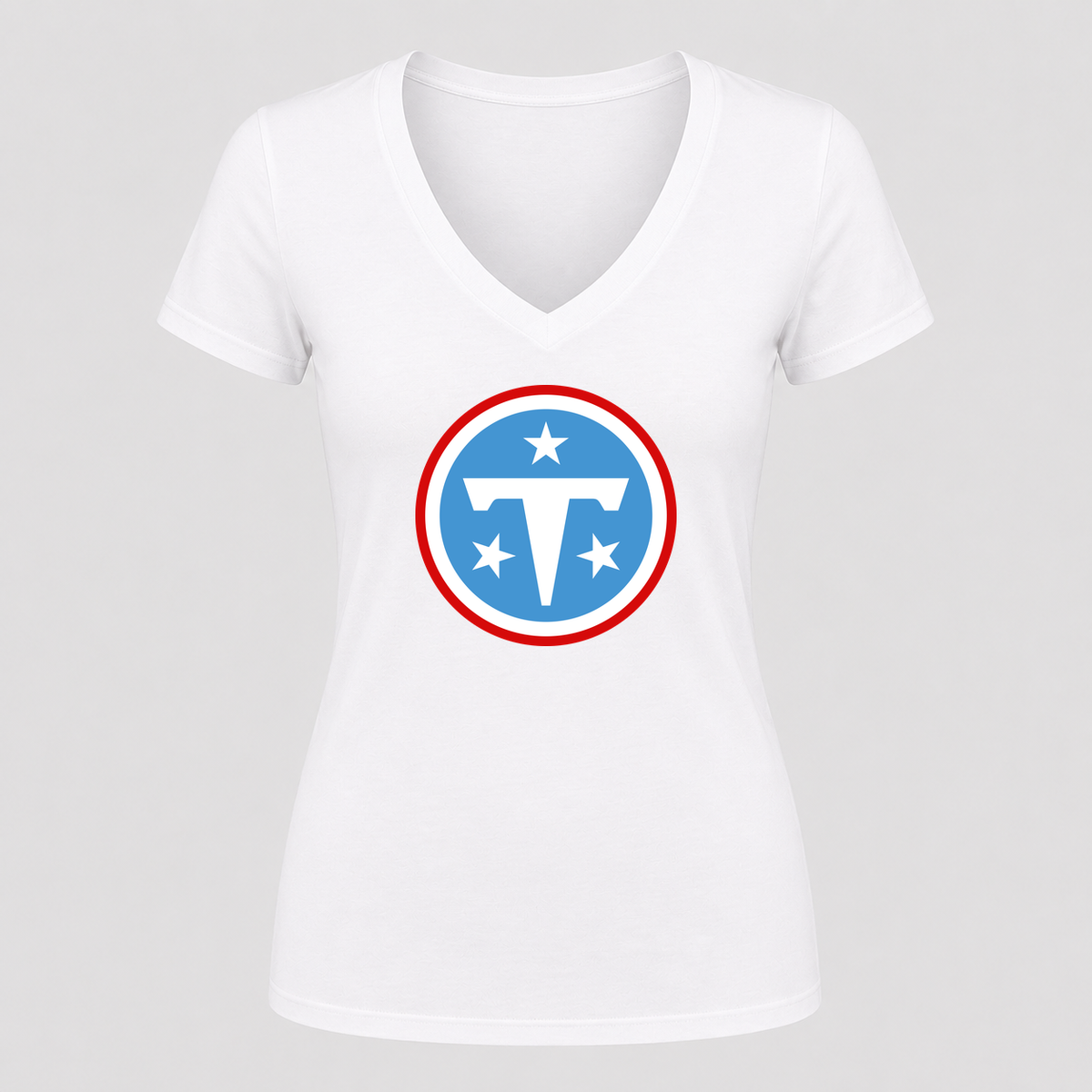 Women's Tennessee Titans V Neck T-Shirt in white