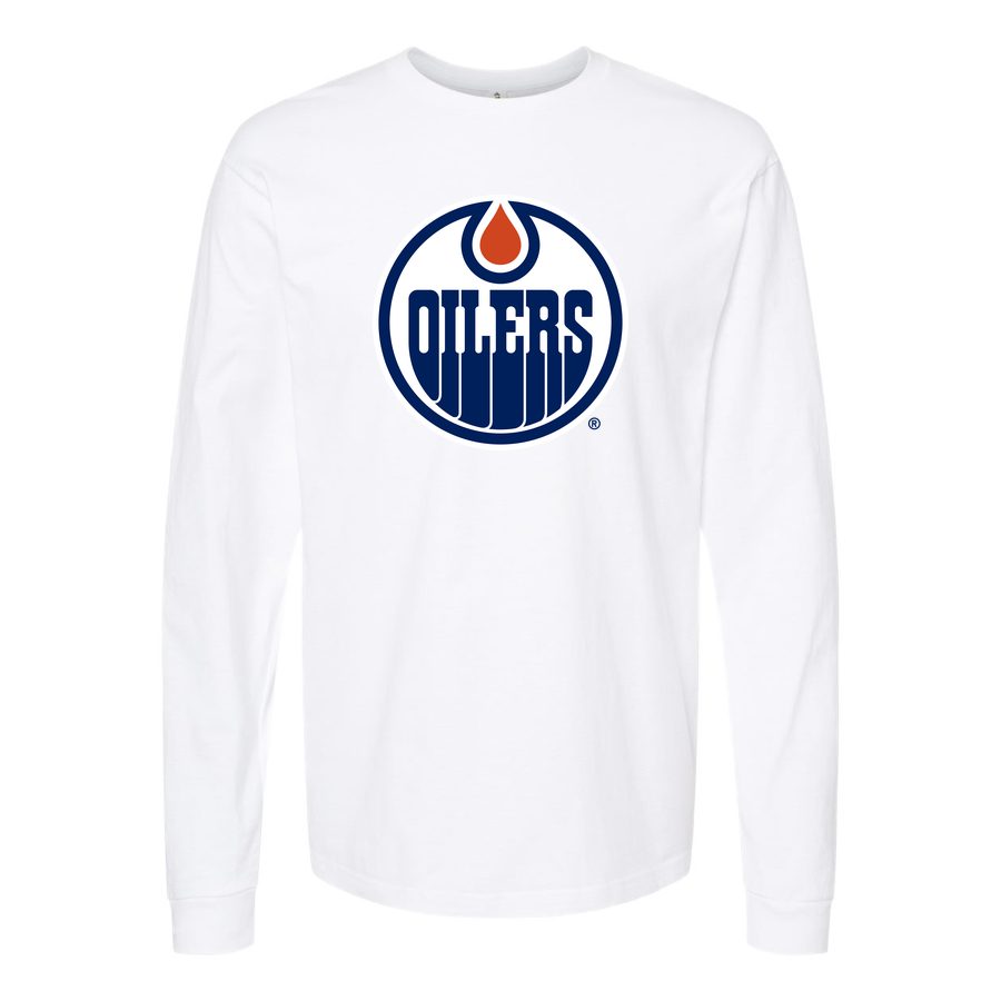 Men's Edmonton Oilers Long sleeves Cotton Blend T-Shirt - White