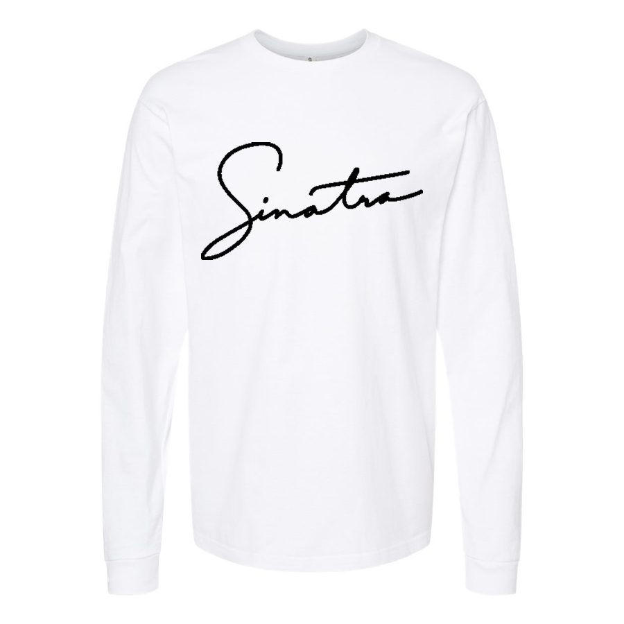 Men's Frank-Sinatra-Logo Long sleeves Cotton Blend T-Shirt - White