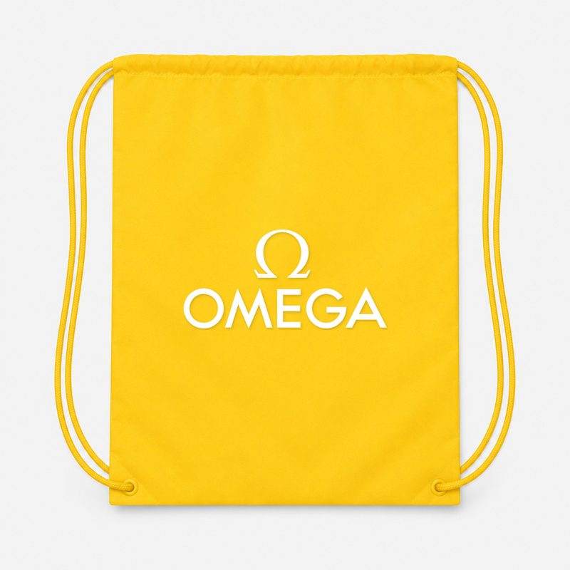 Omega White Drawstring Bag - Yellow